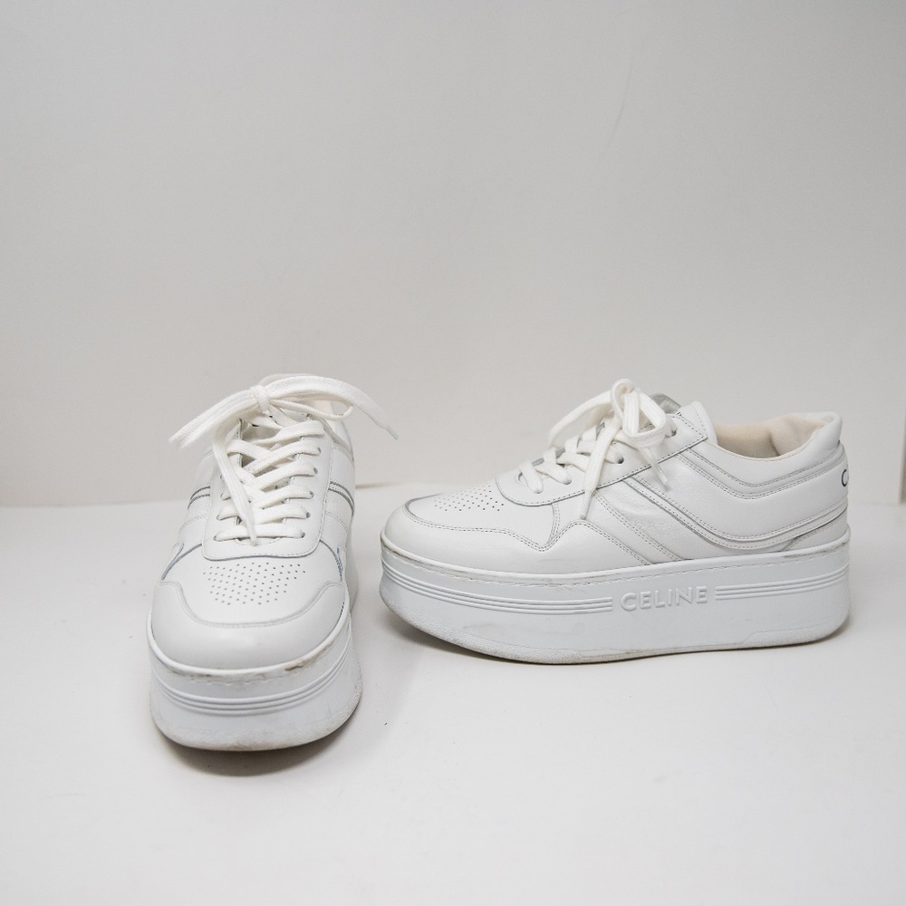 Celine Women's Block Platform Low Top Sneakers With Wedge Outsole In Calfskin 9